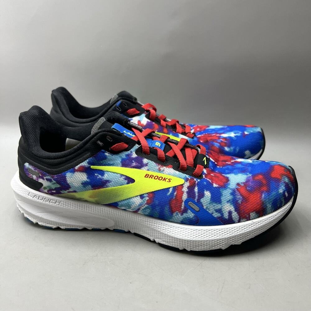Brooks Launch 9 Running Shoes Women Size 7 B Blue Mesh Tie Dye Comfort Sneakers